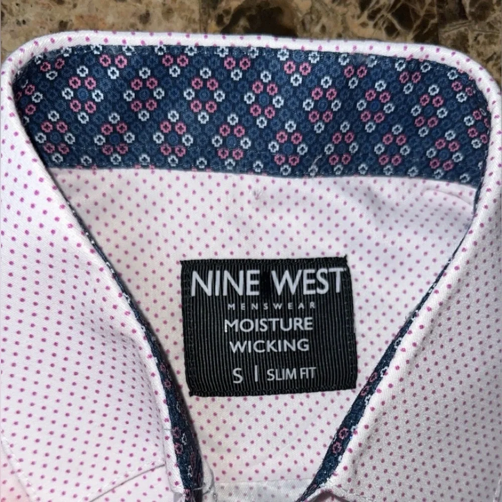 Nine West Mens Wear Dress Shirt Button Slim Fit Wrinkle Free Moisture Wicking - Picture 3 of 17
